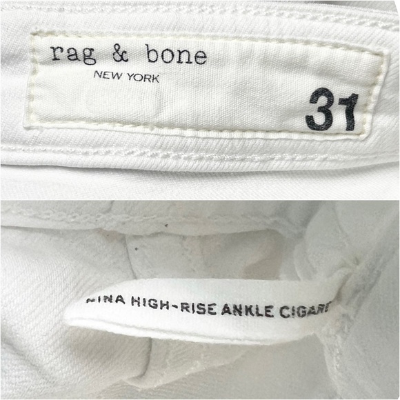 RAG & BONE High Waist Stretch Denim Ankle Slit Crop Straight Cigarette Jeans 31 - Picture 12 of 15